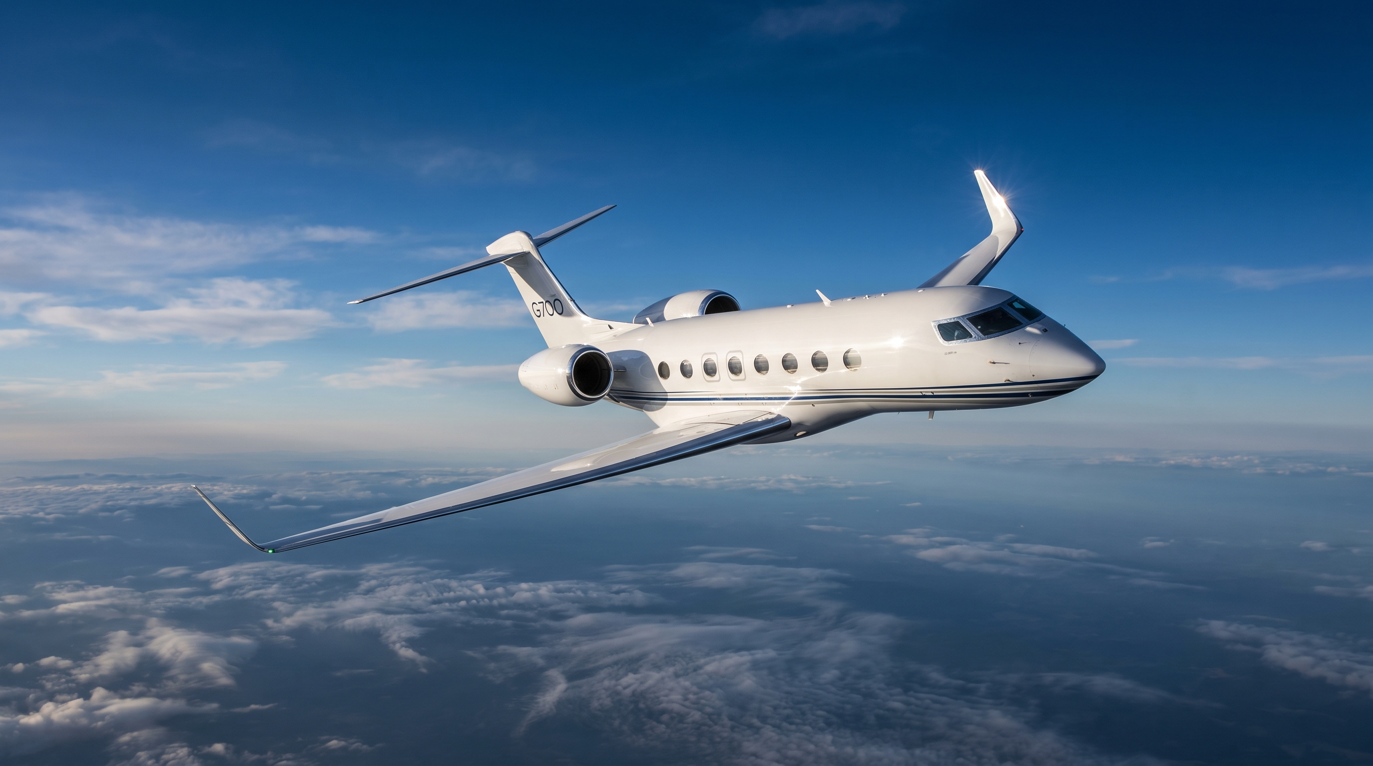 Private jet in flight
