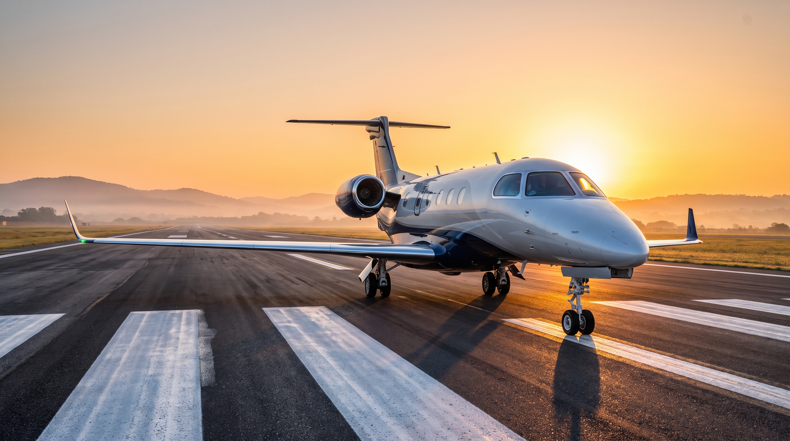 Private jet positioned at a private terminal