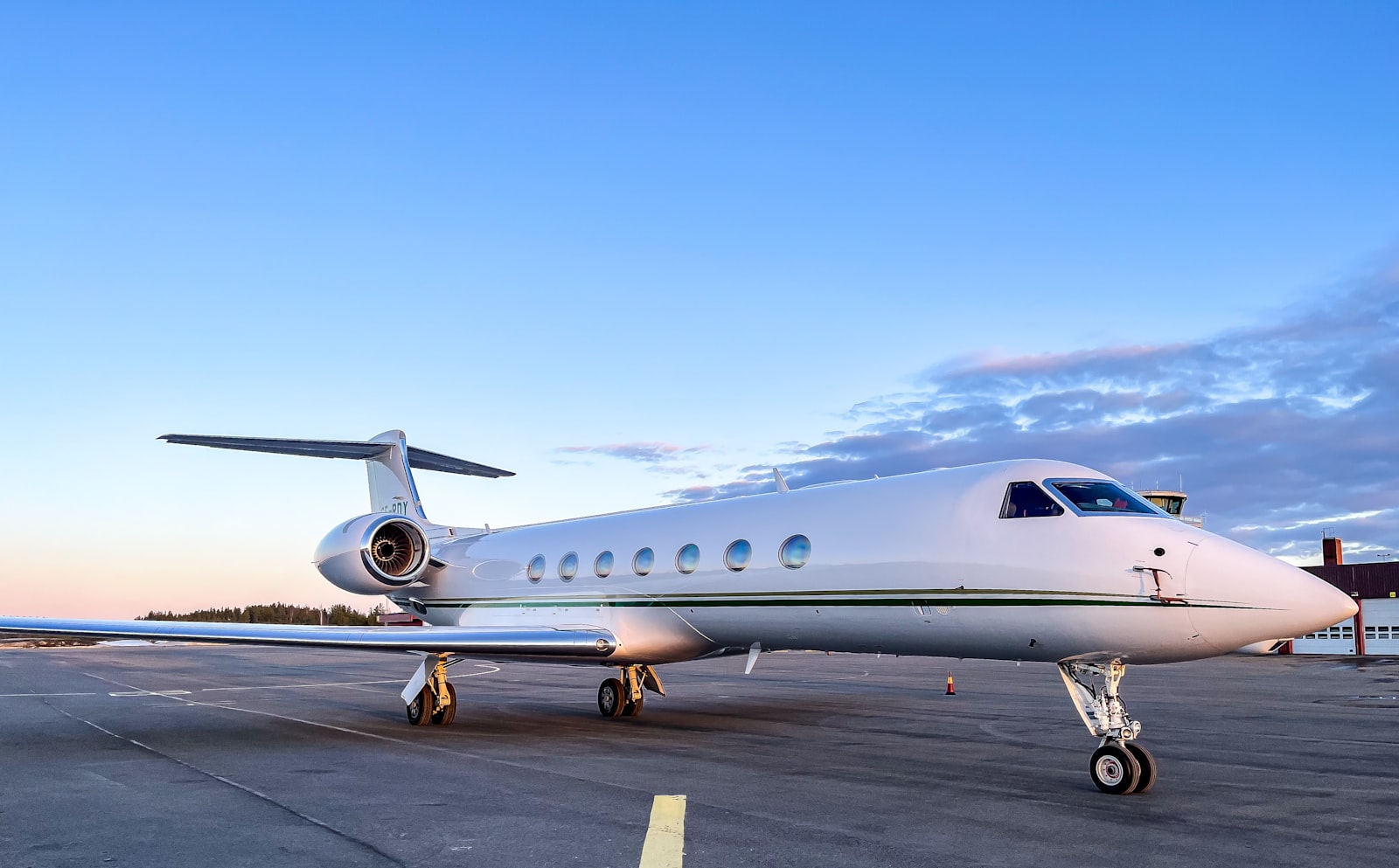 Private jet positioned at a private terminal