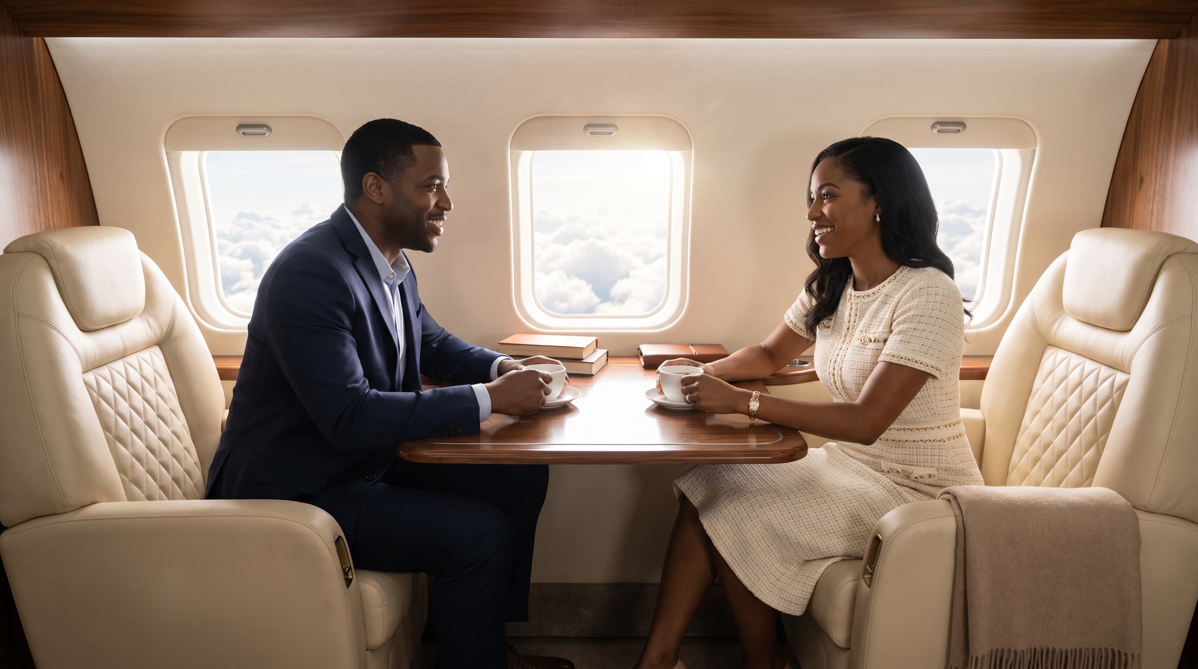 Couple relaxing on board