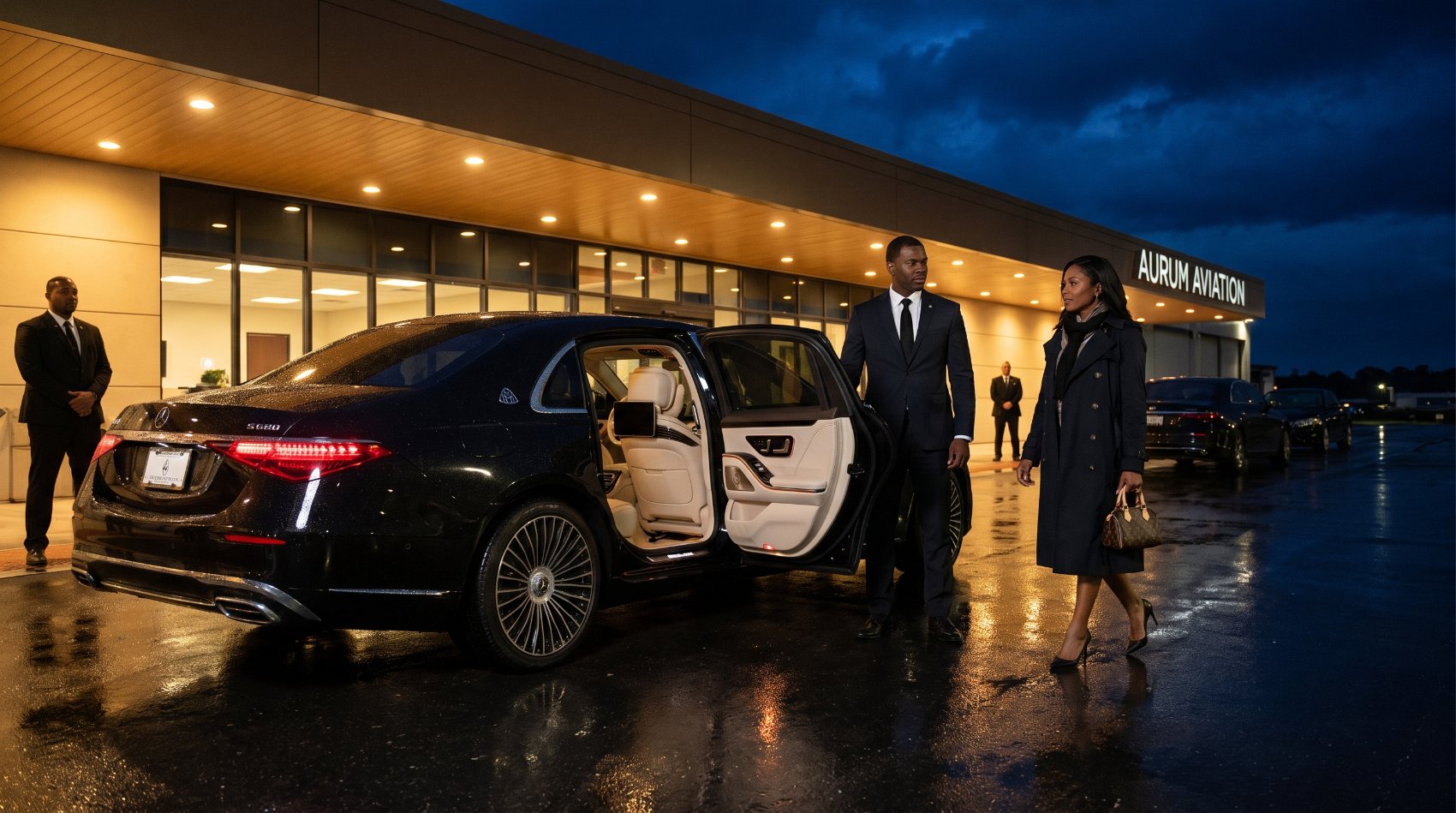 A chauffeur waiting discreetly at the terminal